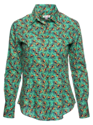Women's peacock feathers fitted cut shirt