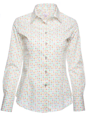 Women's multicolored circles patterned fitted cut shirt