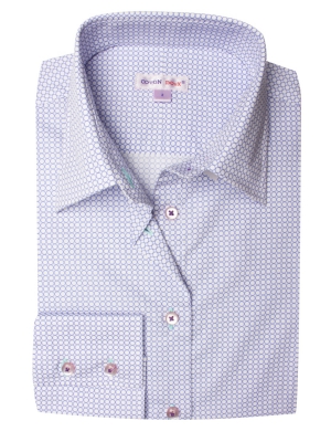 Women's blue circles patterned fitted cut shirt