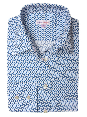 Women's fitted cut shirt with dots and waves printed