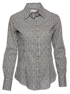 Women's geometrical forms patterned fitted cut shirt