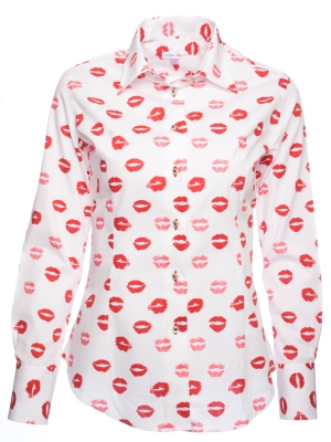 Women's lips patterned fitted cut shirt