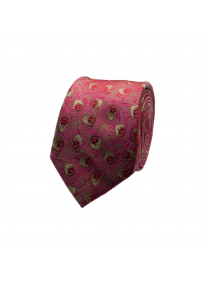 Fuchsia tie with peacock feathers patterns