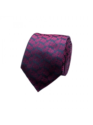 Navy blue tie with pink bicycles patterns