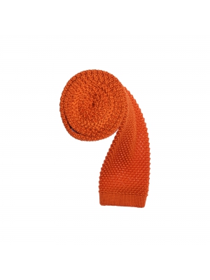 Orange knitted silk tie