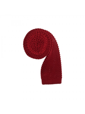 Red knitted silk tie