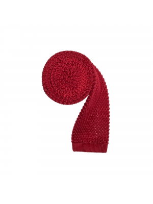Deep red knitted silk tie