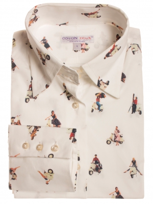 Women's Fitted shirt with vintage motorbike patterns