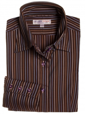 Women's fitted shirt with brown stripes