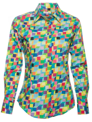 Women's shirt with multicolor cubes prints