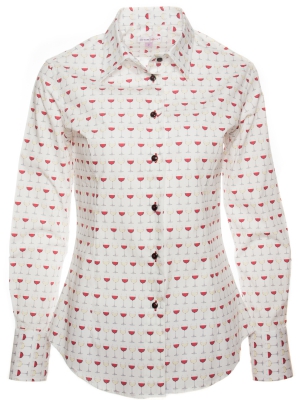 Women's shirt with glasses of wine prints