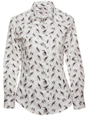 Women's shirt with engraving birds prints