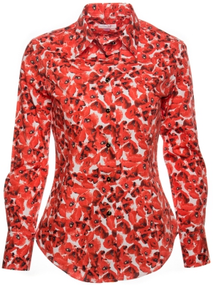 Women's shirt with red poppies prints