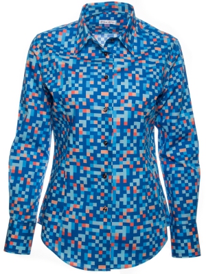 Women's shirt with blue pixels prints