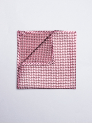 Pochette en soie tissée rose à motifs géométriques 