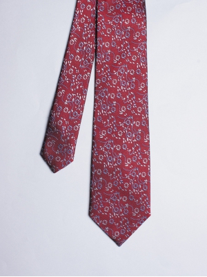 Cravate bordeaux avec motifs fleurs