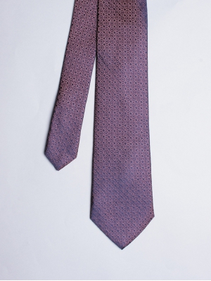 Cravate bleu marine avec motifs cercles rose