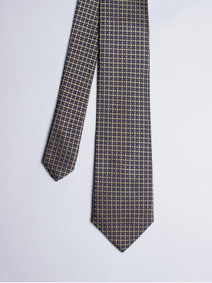 Cravate bleu nuit avec motifs géométriques