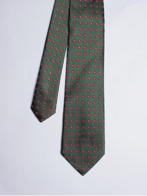 Cravate verte avec motifs cercles rouges