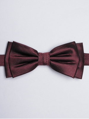 Burgundy bow tie with red dots 