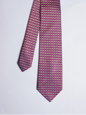 Cravate avec motifs tissés rose et orange