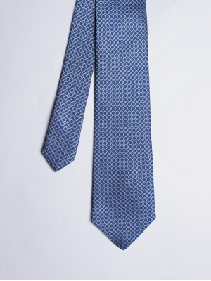 Cravate bleu marine avec motifs cercles bleu ciel