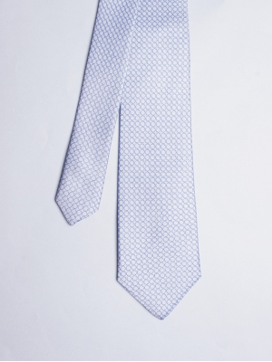 Cravate grise avec motifs cercles bleus