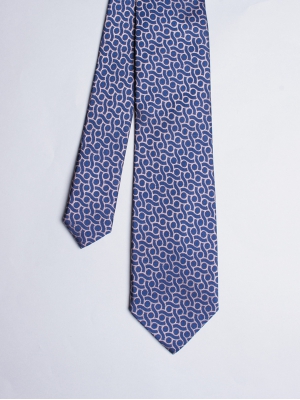 Cravate bleue avec motifs pois et vagues