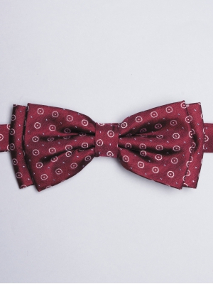 Burgundy bow tie with circles patterns