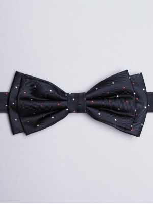Navy blue bow tie with micro squares