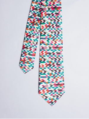 Cravate avec imprimés chevrons multicolores