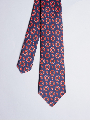 Cravate bleue avec imprimés pamplemousse