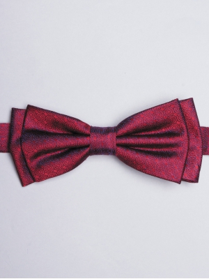 Red bow tie with blue circles patterns