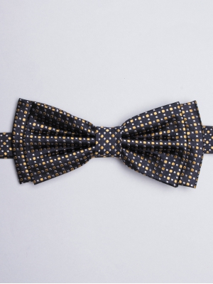 Midnight blue bow tie with geometric patterns