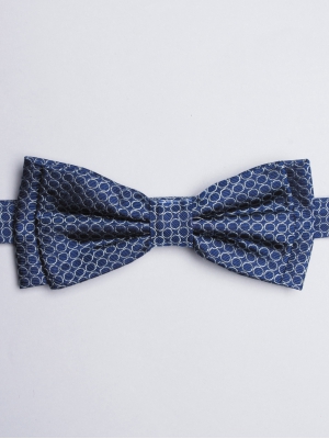 Navy blue tie with light blue circle patterns