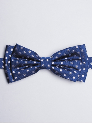 Blue bow tie with square patterns