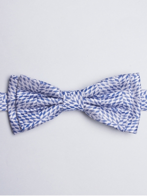 Blue bow tie with optical patterns