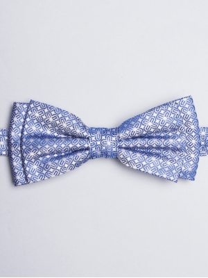 Blue bow tie with rosette patterns