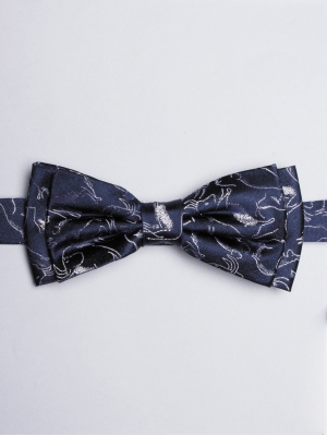 Navy blue tie with cave painting patterns