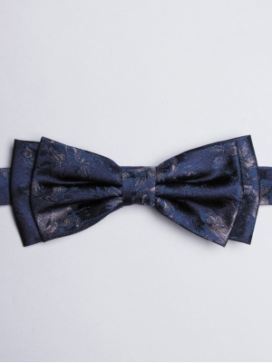 Navy blue tie with pink floral patterns 