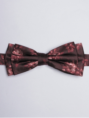 Burgundy bow tie with rose prints