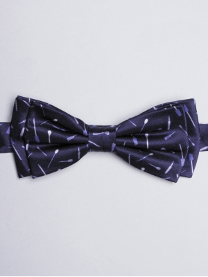 Navy blue tie with cutlery prints