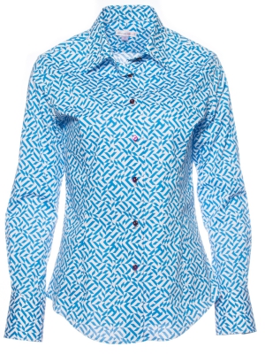 Women's shirt with blue geometric