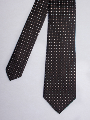 Black tie with checkered pattern