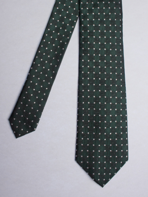 Dark green tie with checkered pattern