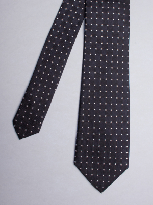 Dark blue tie with checkered pattern