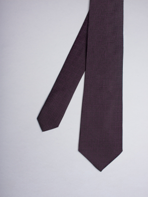 Cravate noire à motif quadrillage prune
