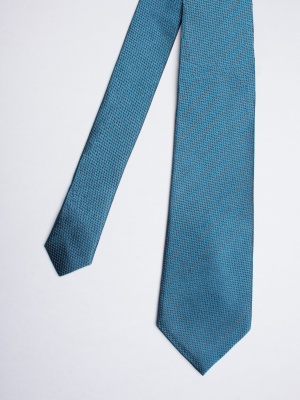 Peacock blue tie with micro patterns