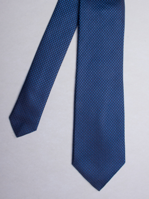 Electric blue tie with patterns