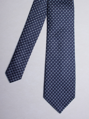 Blue tie with multisquares pattern